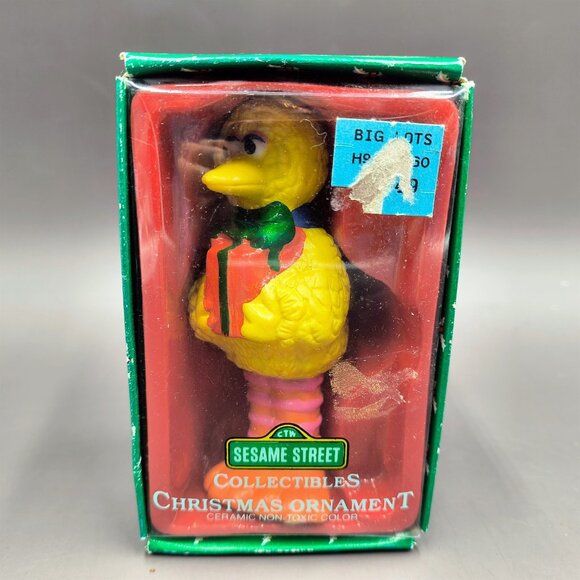 Vintage 1980s Big Bird Handpainted Ceramic Ornament in Box Sesame Street 4" - Picture 1 of 8